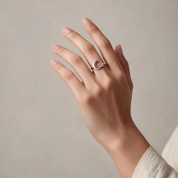 Silver_Tone_Crescent_Moon_Star_Ring_For_Women
