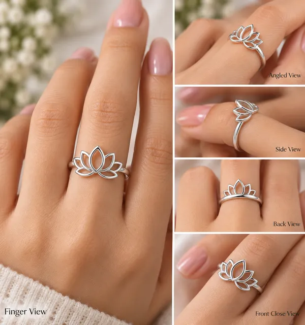 Silver_Tone_Lotus_Motif_Ring_For_Women