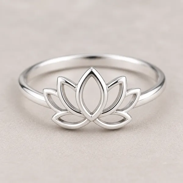 Silver_Tone_Lotus_Motif_Ring_For_Women