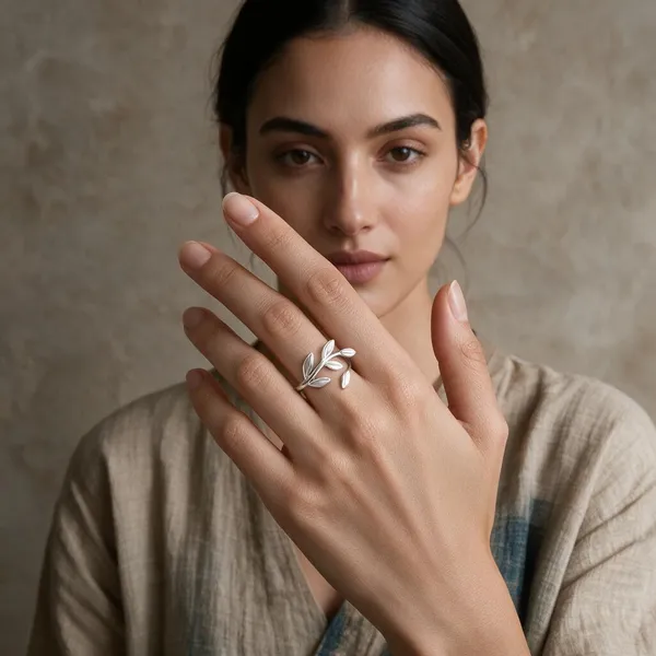 Silver_Tone_Leaf_Branch_Design_Ring_For_Women