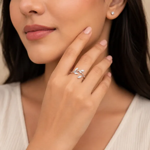 Silver_Tone_Leaf_Branch_Design_Ring_For_Women
