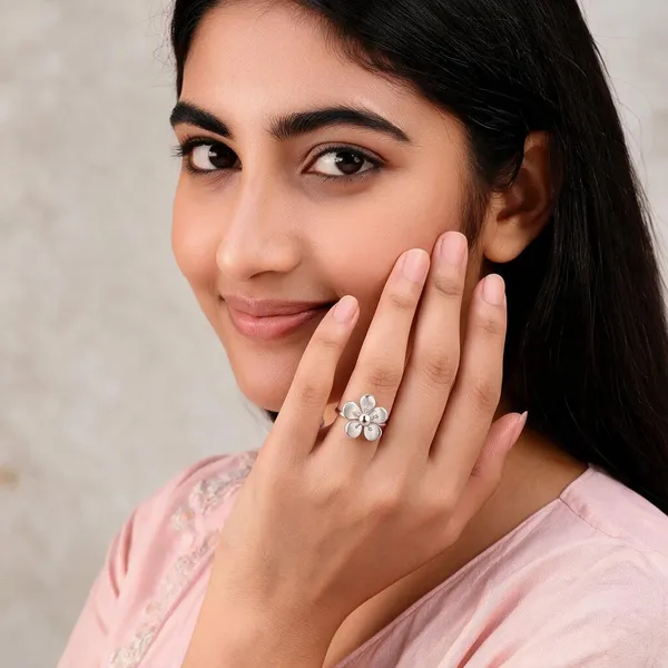 Silver_Tone_Five_Petal_Floral_Ring_For_Women