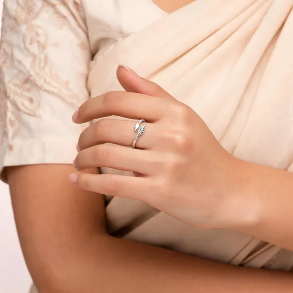 Silver_S925_Leaf_Motif_Open_Band_Ring_For_Women