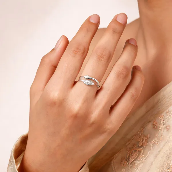 Silver_S925_Leaf_Motif_Open_Band_Ring_For_Women