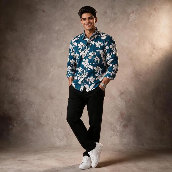 Blue_Cotton_Regular_Fit_Floral_Print_Full_Sleeve_Shirt_And_Pant_Set_For_Men