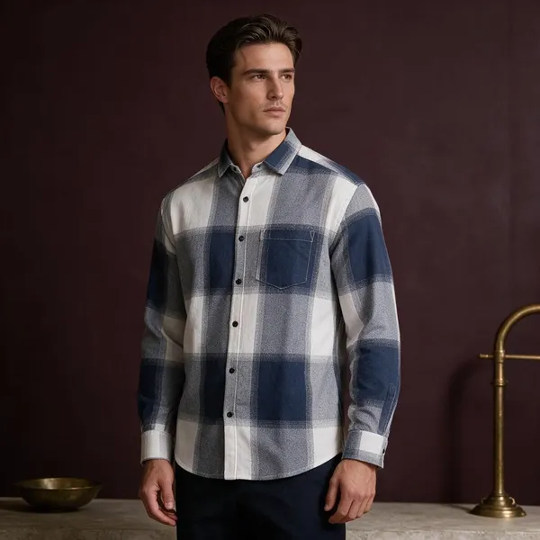 Blue_Jacquard_Regular_Fit_Checked_Casual_Shirt_For_Men