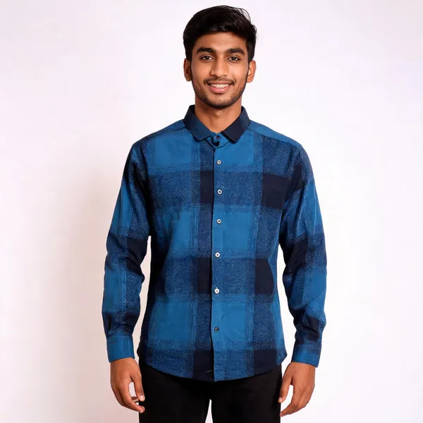 Blue_Jacquard_Regular_Fit_Checkered_Full_Sleeve_Shirt_For_Men