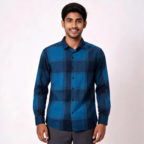 Blue_Jacquard_Regular_Fit_Checkered_Full_Sleeve_Shirt_For_Men