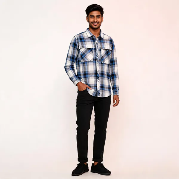 Blue_Poly_Cotton_Regular_Fit_Checked_Shirt_And_Jeans_Set_For_Men