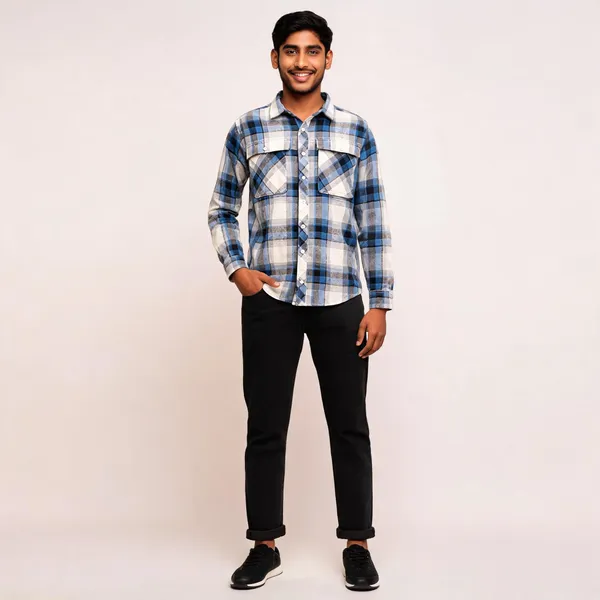 Blue_Poly_Cotton_Regular_Fit_Checked_Shirt_And_Jeans_Set_For_Men