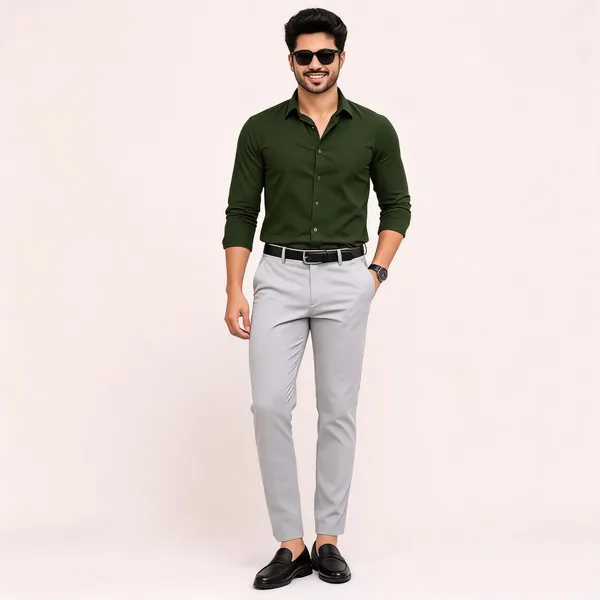 Green_Poly_Cotton_Regular_Fit_Solid_Shirt_And_Pant_Set_For_Men