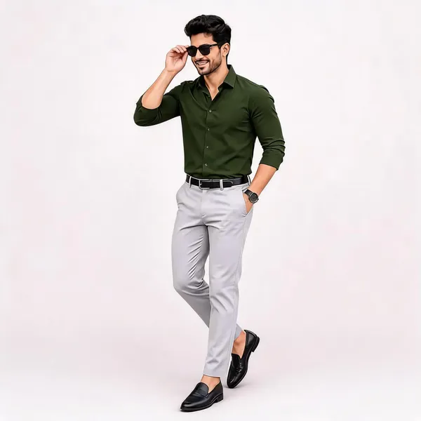 Green_Poly_Cotton_Regular_Fit_Solid_Shirt_And_Pant_Set_For_Men