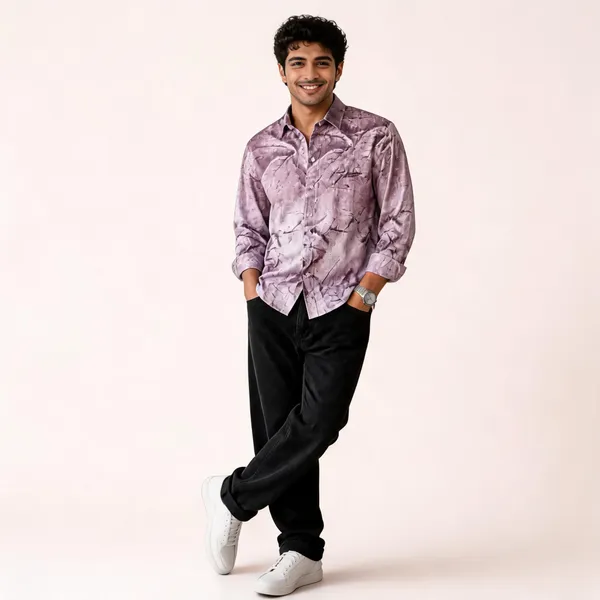 Lavender_Cotton_Regular_Fit_Printed_Full_Sleeve_Shirt_And_Pant_Set_For_Men