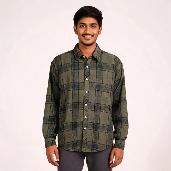 Olive_Poly_Cotton_Regular_Fit_Checkered_Full_Sleeve_Shirt_For_Men