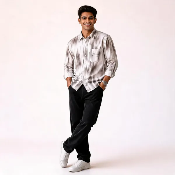 Grey_&_Black_Heavy_Cotton_Regular_Printed_Shirt_And_Pant_Set_For_Men
