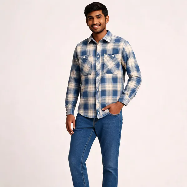 Blue_Poly_Cotton_Regular_Fit_Checked_Shirt_And_Jeans_Set_For_Men