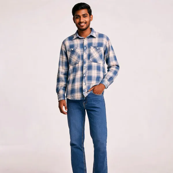 Blue_Poly_Cotton_Regular_Fit_Checked_Shirt_And_Jeans_Set_For_Men