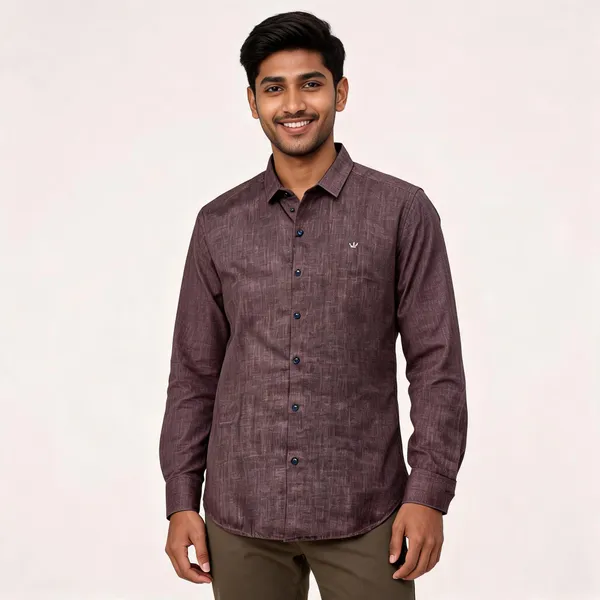 Brown_Linen_Regular_Fit_Textured_Shirt_For_Men