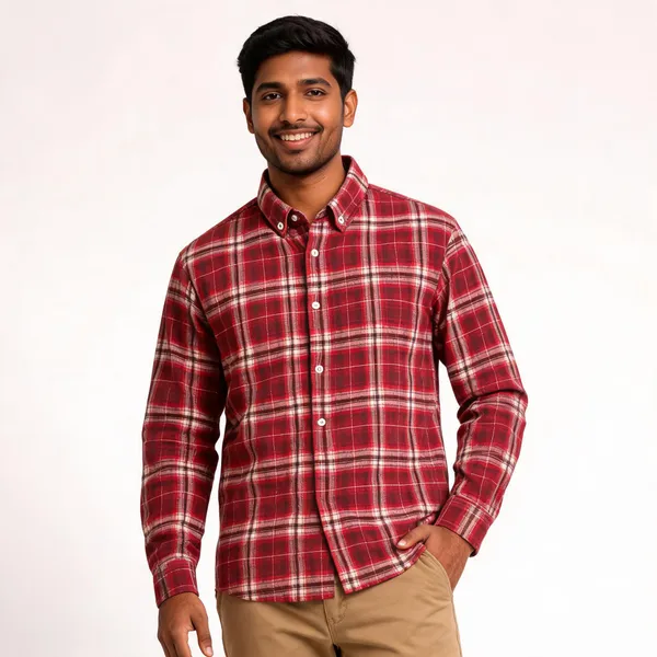 Red_Poly_Cotton_Regular_Fit_Plaid_Casual_Shirt_For_Men