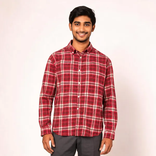 Red_Poly_Cotton_Regular_Fit_Plaid_Casual_Shirt_For_Men