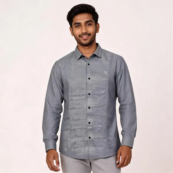 Grey_Linen_Regular_Fit_Textured_Long_Sleeve_Shirt_For_Men