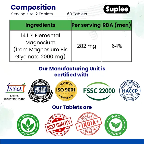 Suplee_Magnesium_Glycinate_2000mg_60_Vegetarian_Tablets