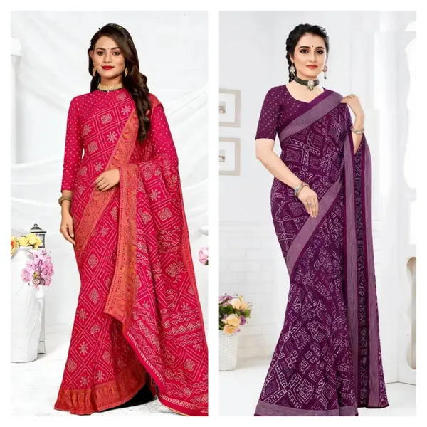 Purple_And_Pink_Traditional_Print_Saree_For_Women_-_Pack_Of_2