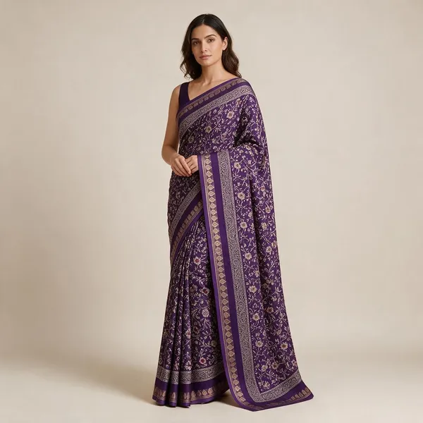 Purple_Floral_Vine_Print_Saree_For_Women