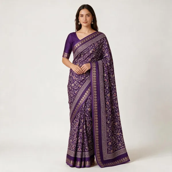 Purple_Floral_Vine_Print_Saree_For_Women