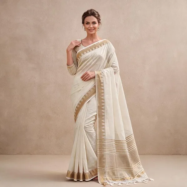 Cream_And_Green_Geometric_Border_Traditional_Saree_For_Women_-_Pack_Of_2