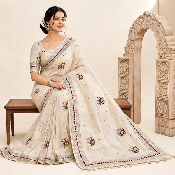 Cream_Circular_Motif_Printed_Ethnic_Saree_For_Women