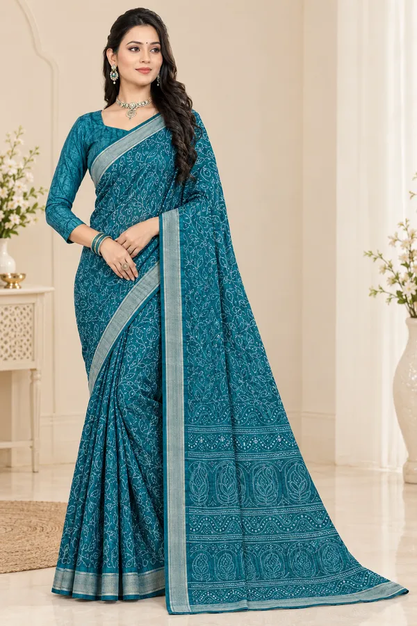 Magenta_And_Teal_Paisley_Print_Saree_For_Women_-_Pack_Of_2