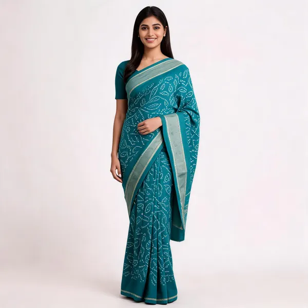 Teal_Paisley_Print_Woven_Border_Saree_For_Women