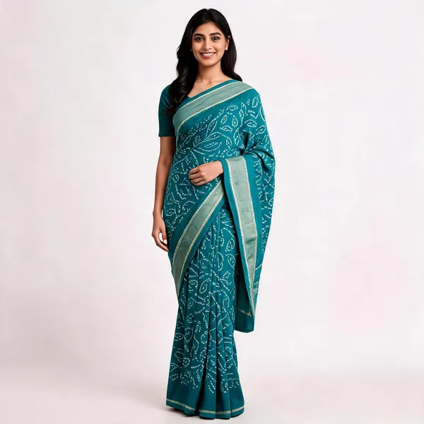 Teal_Paisley_Print_Woven_Border_Saree_For_Women
