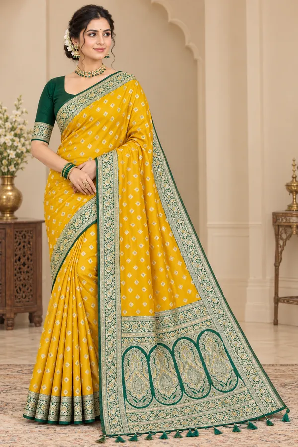 Yellow_And_Purple_Traditional_Print_Saree_For_Women_-_Pack_Of_2