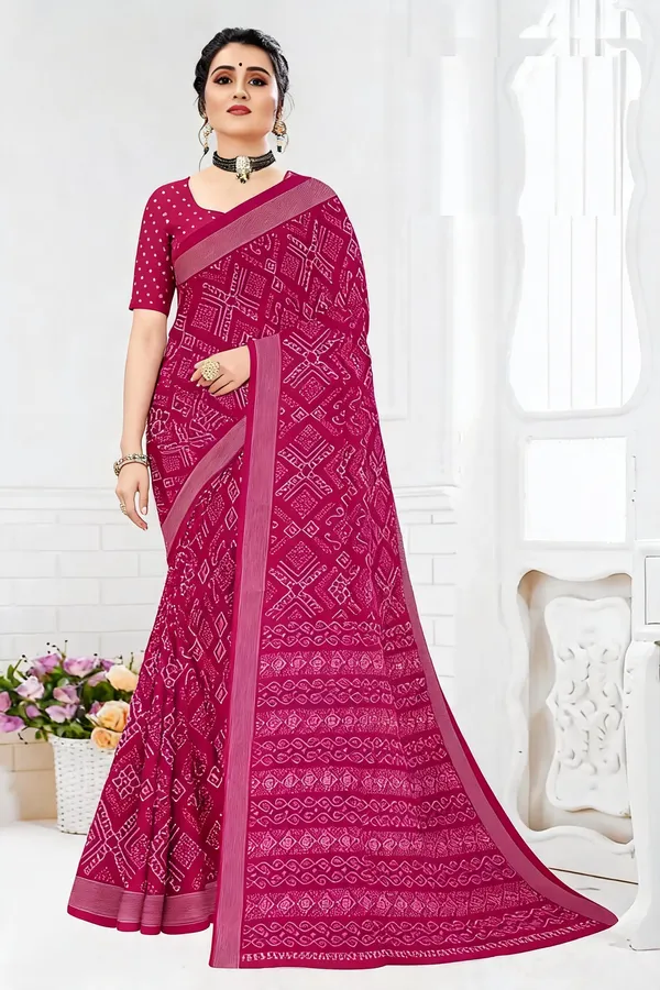 Magenta_Geometric_Ornamental_Print_Saree_For_Women