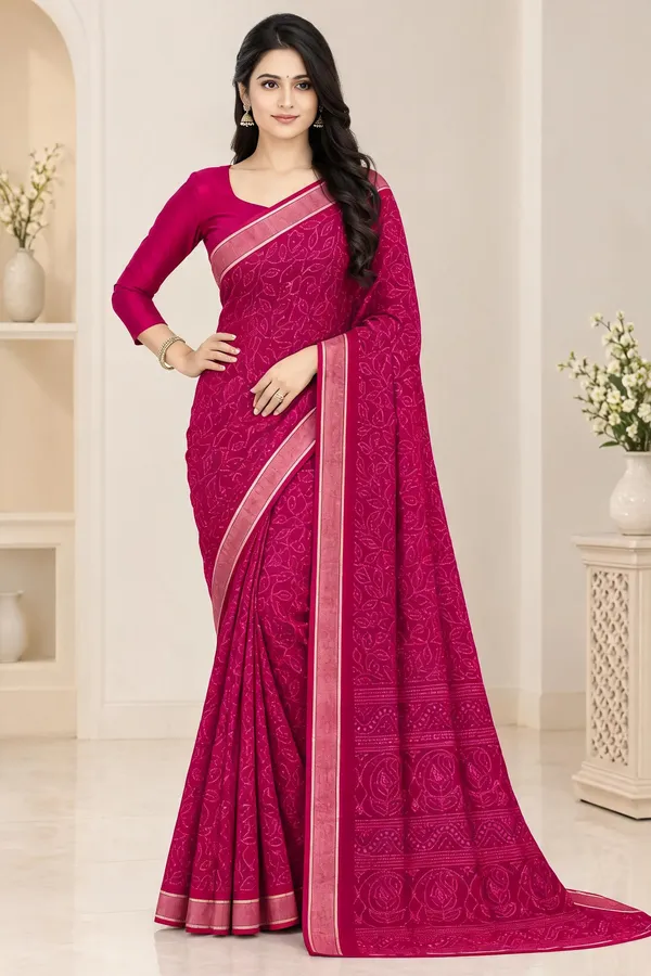 Pink_Ornamental_Print_Saree_For_Women