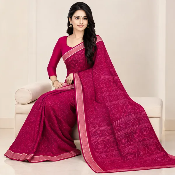 Pink_Ornamental_Print_Saree_For_Women