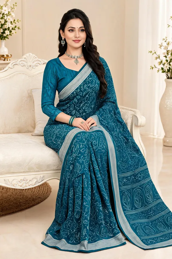 Magenta_And_Teal_Paisley_Print_Saree_For_Women_-_Pack_Of_2