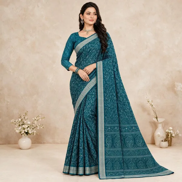 Magenta_And_Teal_Paisley_Print_Saree_For_Women_-_Pack_Of_2