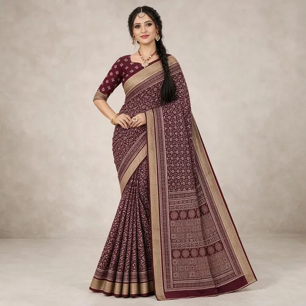 Maroon_Printed_Saree