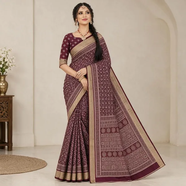 Maroon_Printed_Saree