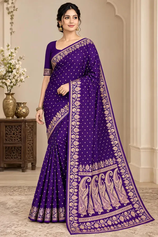 Yellow_And_Purple_Traditional_Print_Saree_For_Women_-_Pack_Of_2