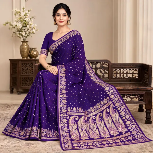 Yellow_And_Purple_Traditional_Print_Saree_For_Women_-_Pack_Of_2