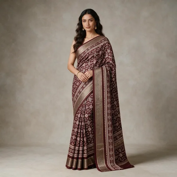 Maroon_Floral_Geometric_Print_Saree_For_Women