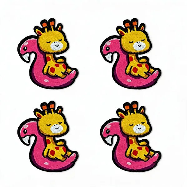 Giraffe_On_Floatie_Solo_Patch_Pack_Of_4
