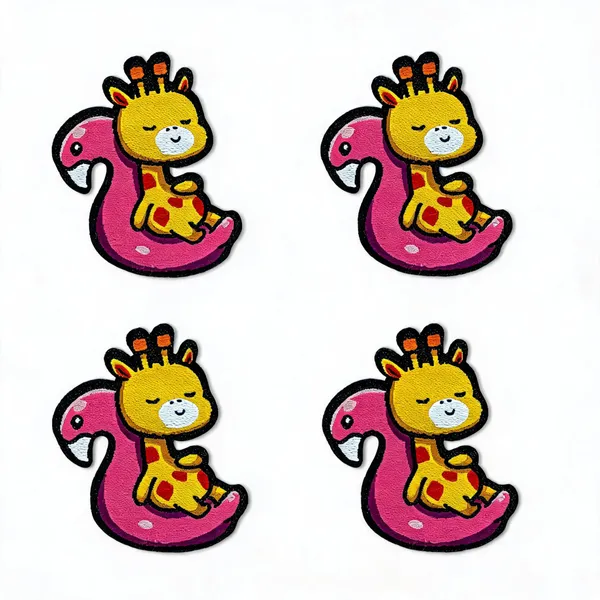 Giraffe_On_Floatie_Solo_Patch_Pack_Of_4
