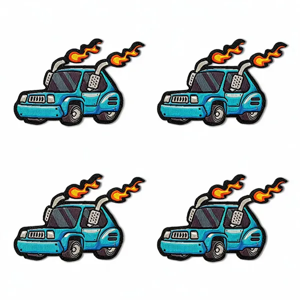 Flaming_Car_Solo_Patch_Pack_Of_4