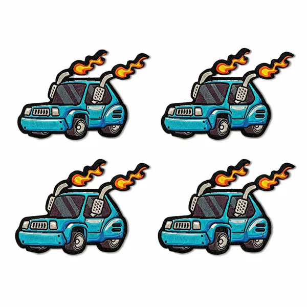 Flaming_Car_Solo_Patch_Pack_Of_4
