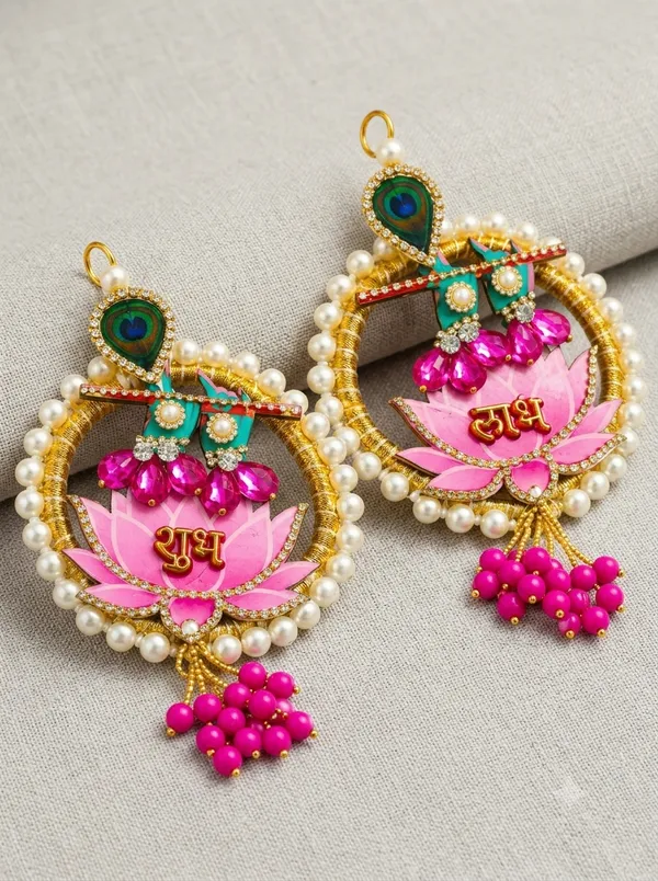 Ethnic_Pink_Lotus_&_Morpankh_Door_Hanging_Set